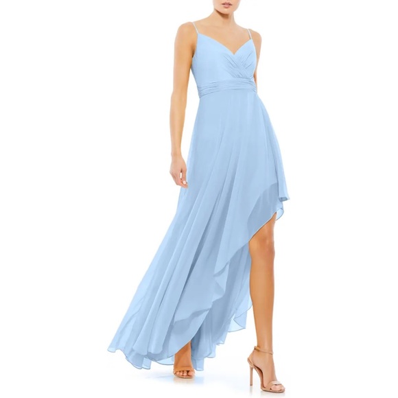 Mac Duggal Dresses Mac Duggal Pleated Asymmetrical Slit Chiffon